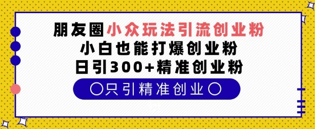 朋友圈小众玩法引流创业粉，小白也能打爆创业粉，日引300 精准创业粉【揭秘】