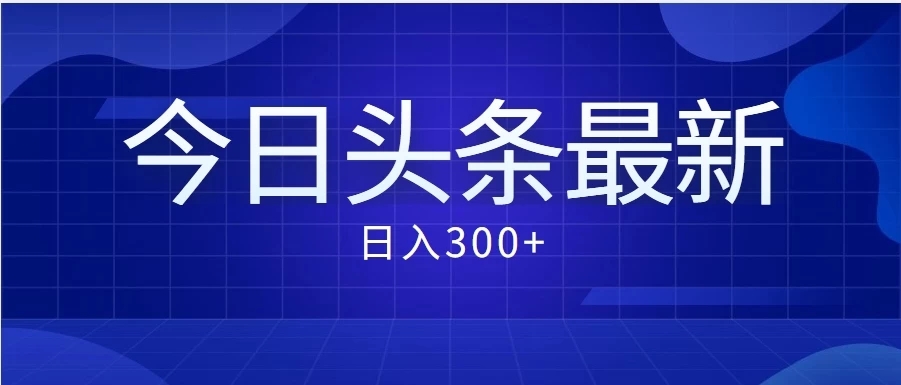 价值999的最新头条玩法，每天收入300 