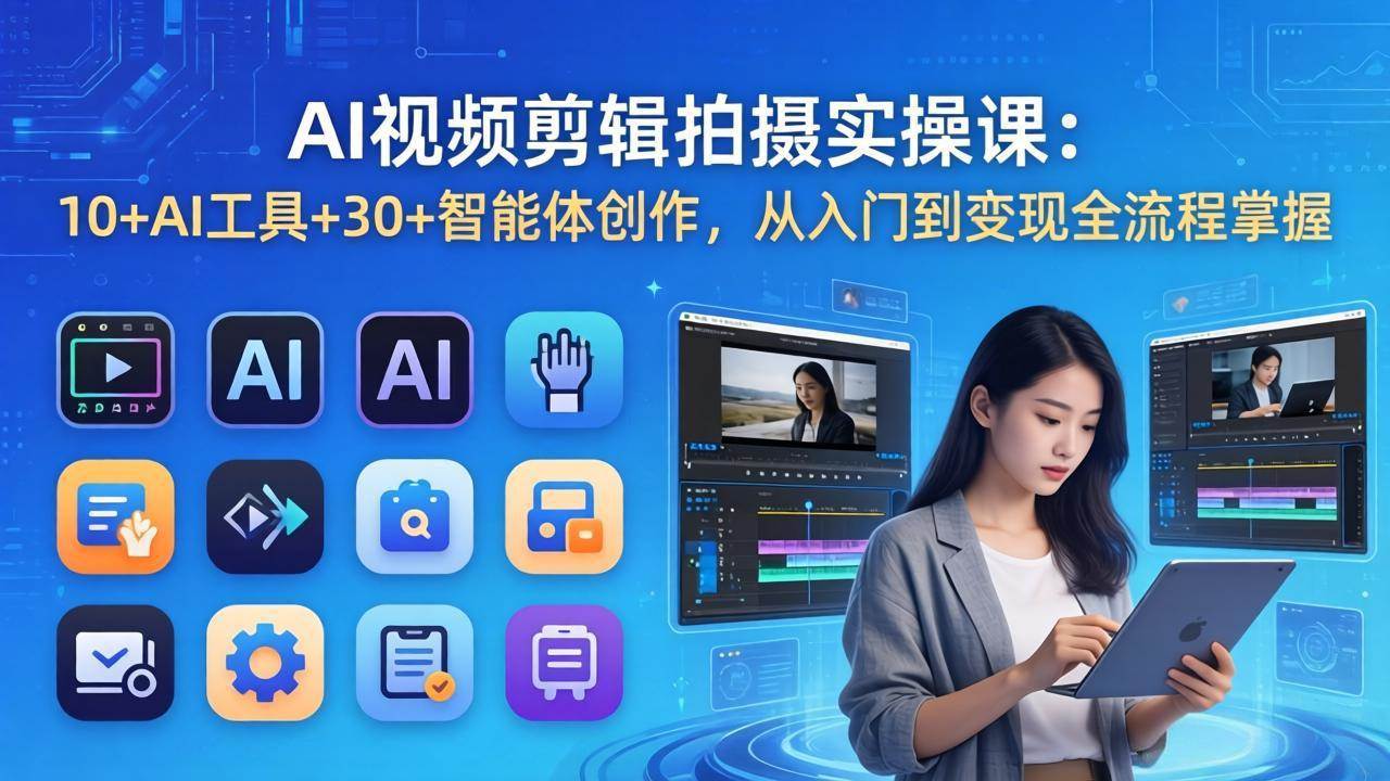 （17818期）AI 视频剪辑拍摄实操课：10 AI工具 30 智能体创作，从入门到变现全流程掌握