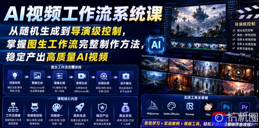 AI视频工作流系统课,从随机生成到导演级控制,掌握图生工作流完整制作方法,稳定产出高质量AI视频