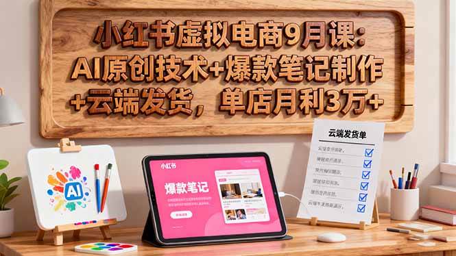(16287期)小红书虚拟电商9月课:AI原创技术 爆款笔记制作 云端发货,单店月利3万