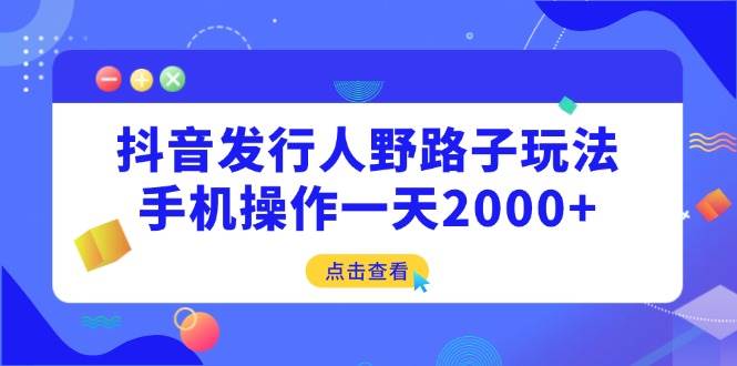 （14319期）抖音发行人野路子玩法，手机操作一天2000 