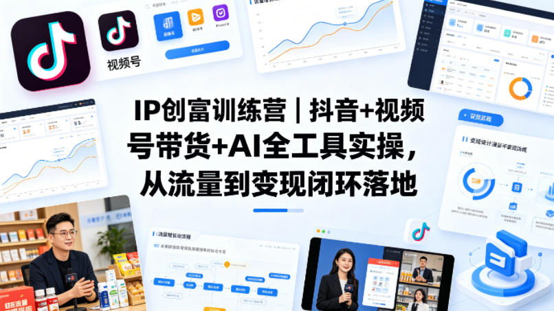 IP创富训练营｜抖音 视频号带货 AI全工具实操，从流量到变现闭环落地