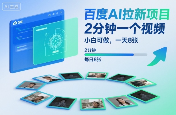百度AI拉新项目,2分钟一个视频,小白可做,一天8张【附案例 保姆级教程】