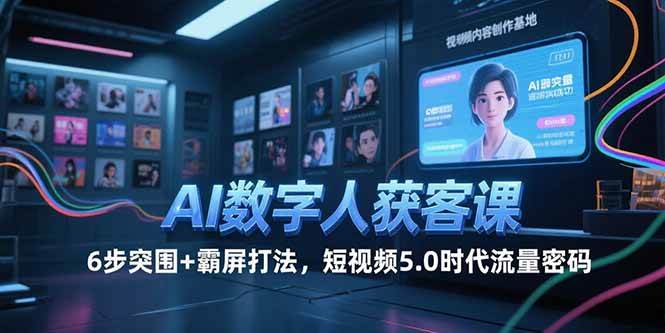 （15247期）AI数字人获客课，6步突围 霸屏打法，短视频5.0时代流量密码