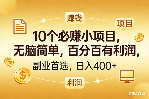 （17812期）10个必赚的小项目，百分百有利润，无脑简单，副业首选，日入400 