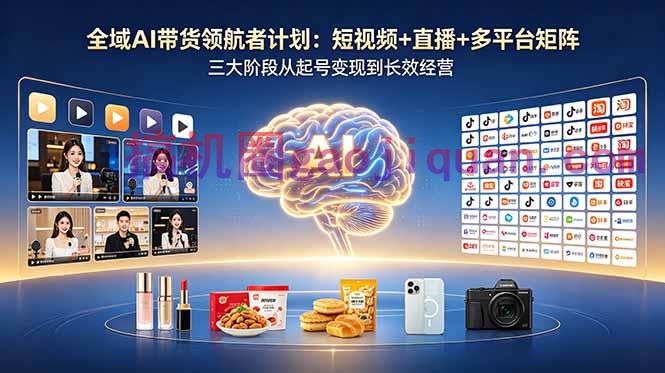 全域AI带货领航者计划:短视频 直播 多平台矩阵,三大阶段从起号变现到长效经营