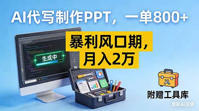 AI代写制作PPT，一单800 ， 暴利风口期，月入2万【附工具】