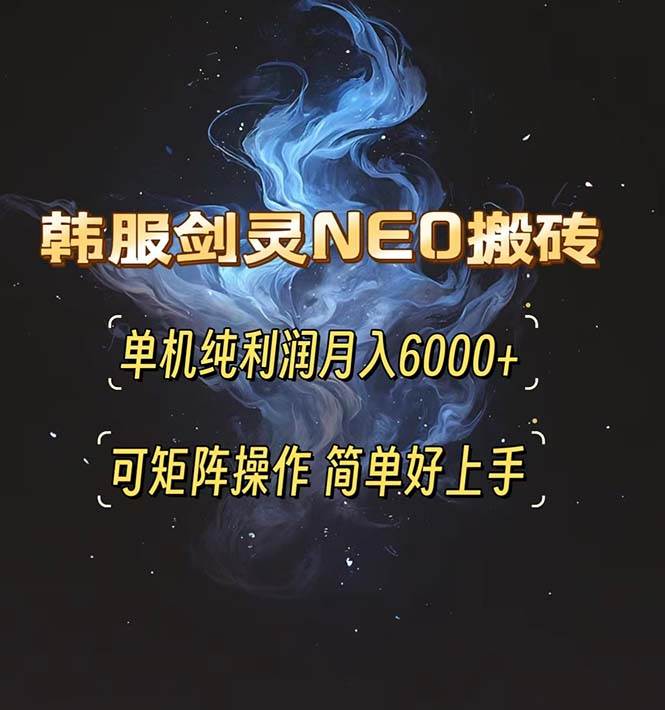（13435期）韩服剑灵NEO搬砖攻略，单机纯利润月入6000  可矩阵操作，简单好上手。
