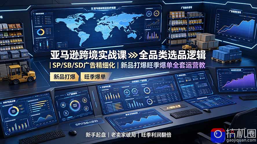 亚马逊跨境实战课：全品类选品逻辑｜SP/SB/SD广告精细化｜新品打爆旺季爆单全套运营教程