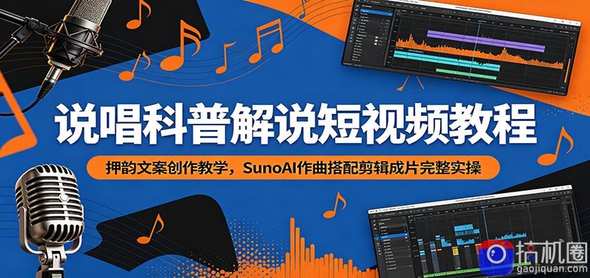 说唱科普解说短视频教程：押韵文案创作教学，SunoAI作曲搭配剪辑成片完整实操