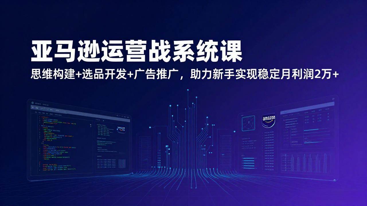 （17311期）亚马逊运营实战系统课，思维构建 选品开发 广告推广，助力新手实现稳定月利润2万 （更新）