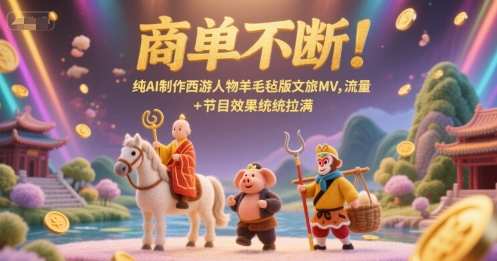 商单不断!纯AI制作西游人物羊毛毡版文旅MV,流量 节目效果统统拉满