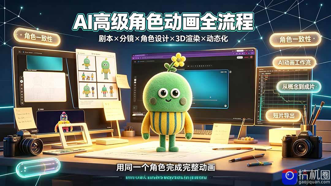 AI高级角色动画全流程：剧本×分镜×角色设计×3D渲染×动态化，从概念到成片一站式教学