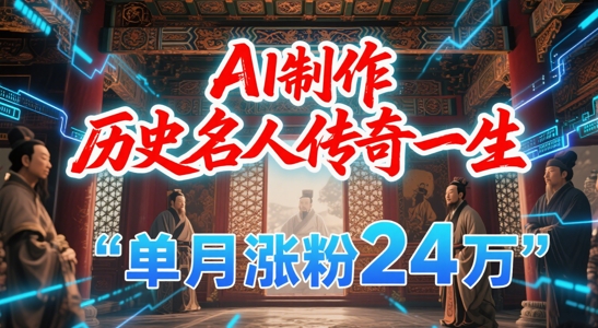 暴力起号！用AI制作历史名人传奇一生，单月涨粉24W，涨粉 变现赛道黑马来了