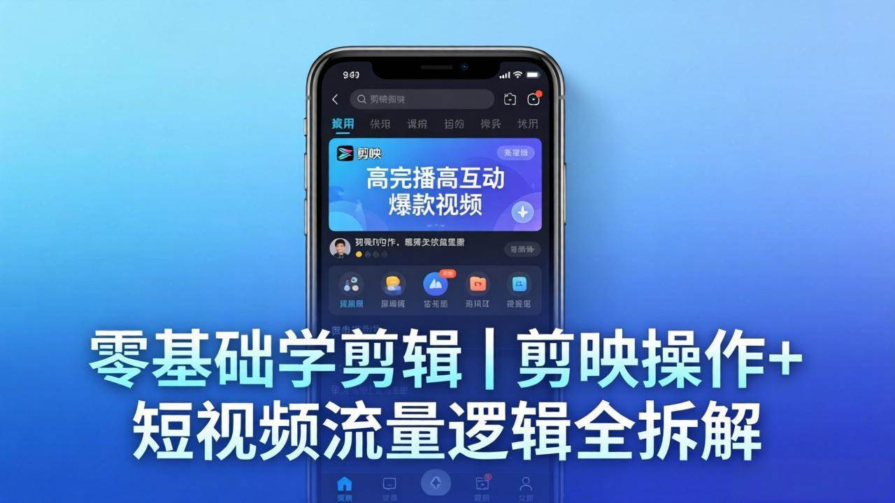 （18117期） 【零基础学剪辑】剪映操作 短视频流量逻辑全拆解｜手把手教你剪出高完播高互动爆款视频