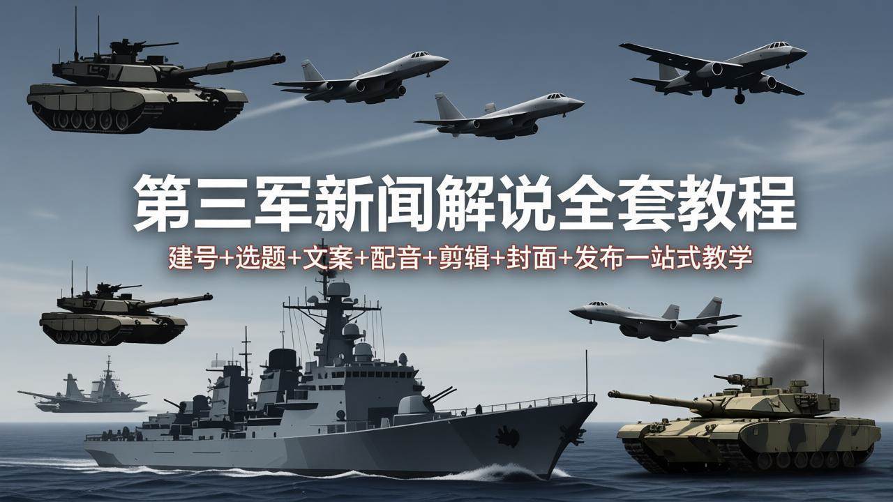 （18081期）第三军迷新闻解说全套教程：建号 选题 文案 配音 剪辑 封面 发布一站式教学