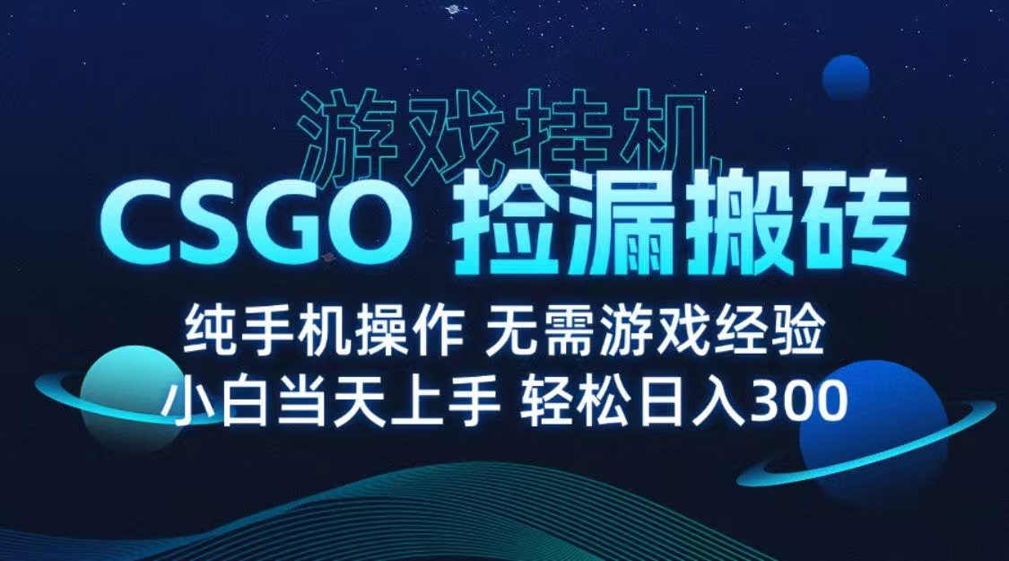 9月最新游戏搬砖，CSGO纯挂机，不需要玩游戏，实现真挂机，月入1W 