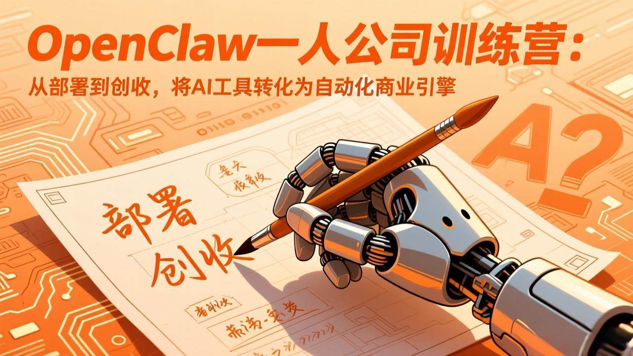 (17540期)OpenClaw一人公司训练营:从部署到创收,将AI工具转化为自动化商业引擎