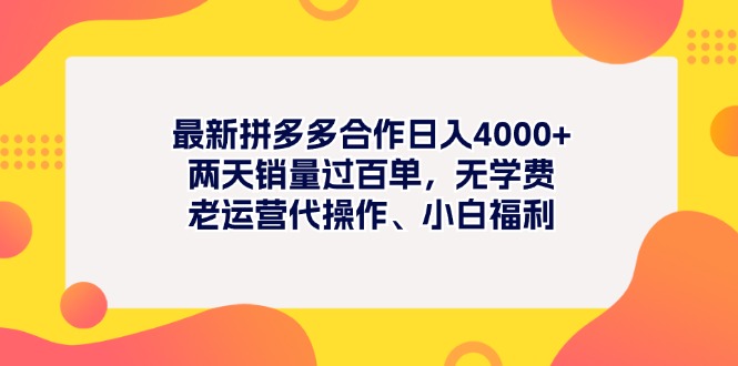 （11410期）最新拼多多项目日入4000 两天销量过百单，无学费、老运营代操作、小白福利