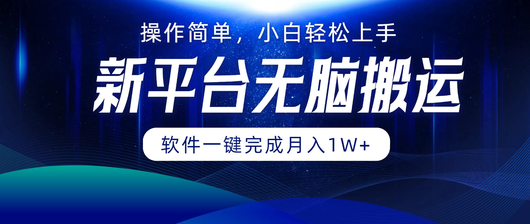 新平台无脑搬运月入1W 软件一键完成，简单无脑小白也能轻松上手