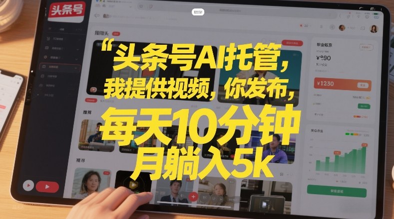 头条号AI托管,我提供视频,你发布,每天10分钟,月躺入5k 【揭秘】