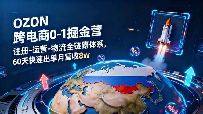 (16277期)OZON跨境电商0-1掘金营:注册-运营-物流全链路体系,60天快速出单月营收8w