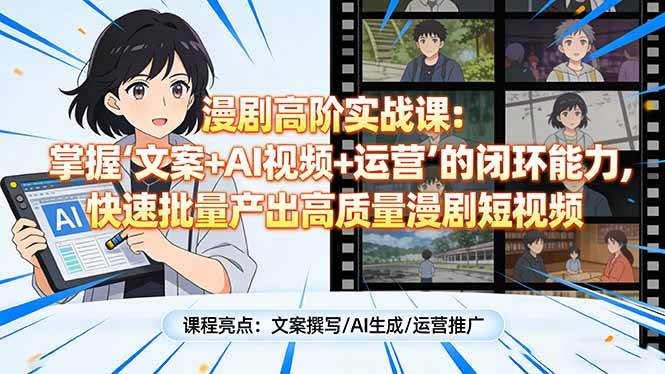 （17461期）漫剧高阶实战课：掌握“文案 AI视频 运营”的闭环能力，快速批量产出高质量漫剧短视频