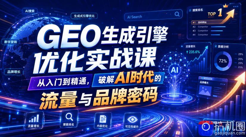 GEO生成引擎优化实战课,从入门到精通,破解AI时代的流量与品牌密码