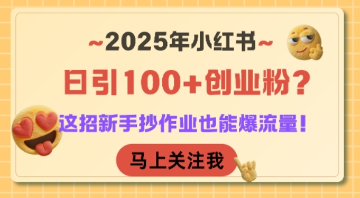 2025年小红书日引100 创业粉？这招新手抄作业也能爆流量！