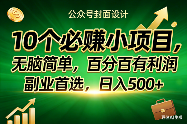 （17694期）10个必赚小项目，无脑简单，百分百有利润，副业首选，日入400 