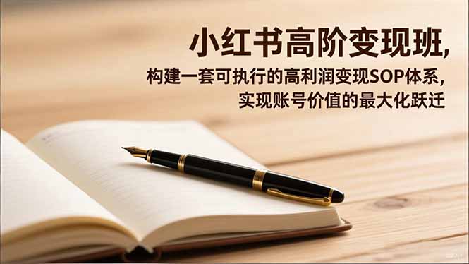 小红书高阶变现班，构建一套可执行的高利润变现SOP体系，实现账号价值的最大化跃迁