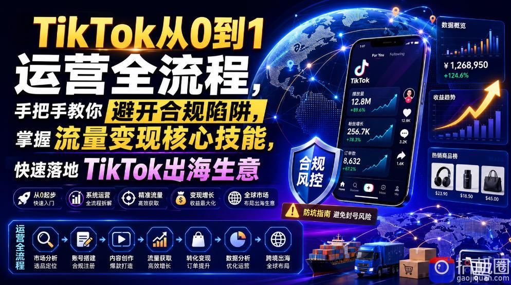 TikTok从0到1运营全流程,手把手教你避开合规陷阱,掌握流量变现核心技能,快速落地TikTok出海生意(更新7月)