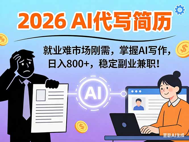 AI代写简历,超暴利,用万能模板月入1-3万实战教程,2026年市场刚需!