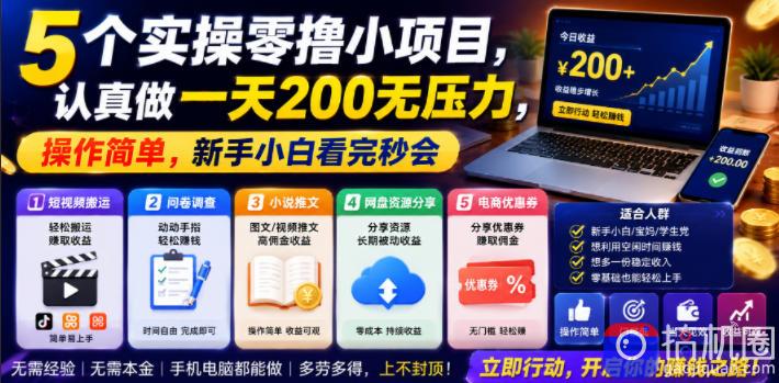 5个实操零撸小项目,认真做一天200无压力,操作简单,新手小白看完秒会【揭秘】