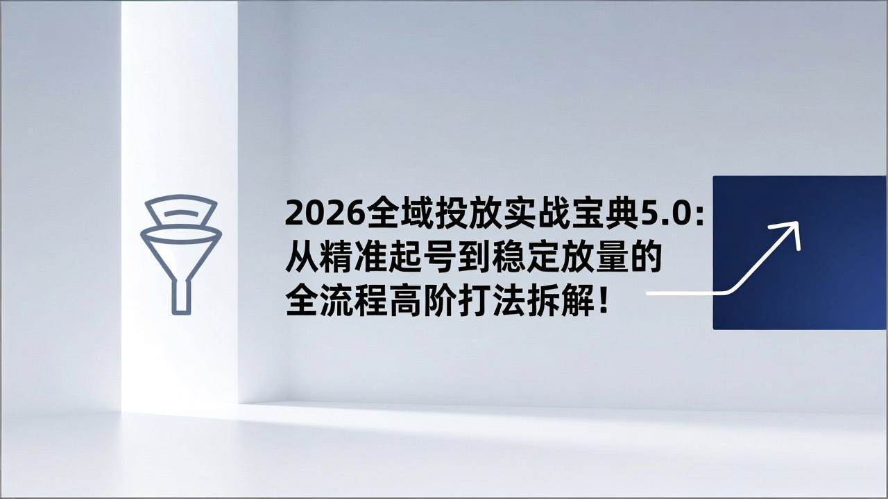 (17156期)2026全域投放实战宝典5.0:从精准起号到稳定放量的全流程高阶打法拆解!
