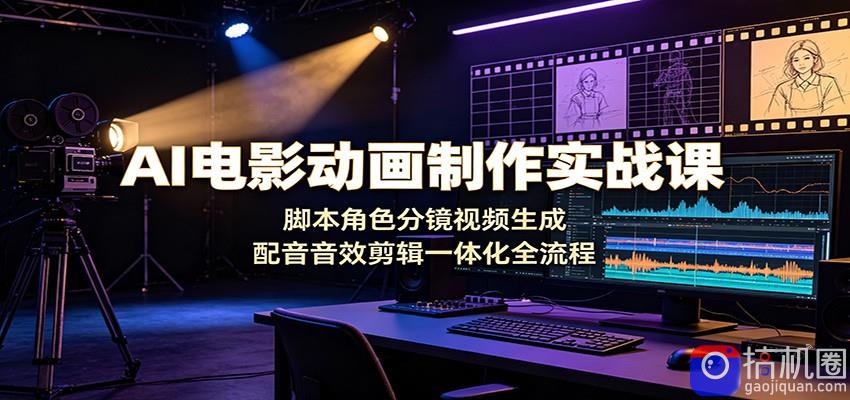 AI电影动画制作实战课：脚本角色分镜视频生成，配音音效剪辑一体化全流程