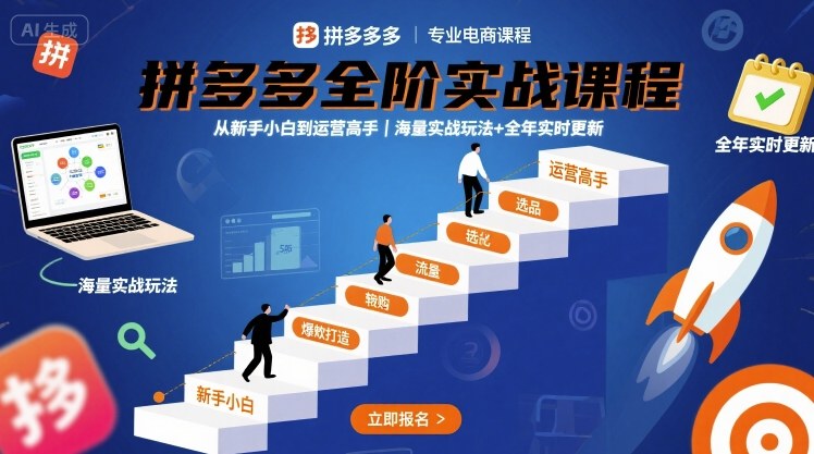 拼多多全阶实战课程，从新手小白到运营高手，海量实战玩法 全年实时更新【2025年10月更新】