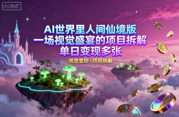 AI世界里人间仙境版,一场视觉盛宴的项目拆解,单日变现多张