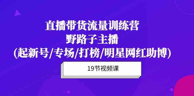 (10016期)直播带货流量特训营,野路子主播(起新号/专场/打榜/明星网红助博)19节课