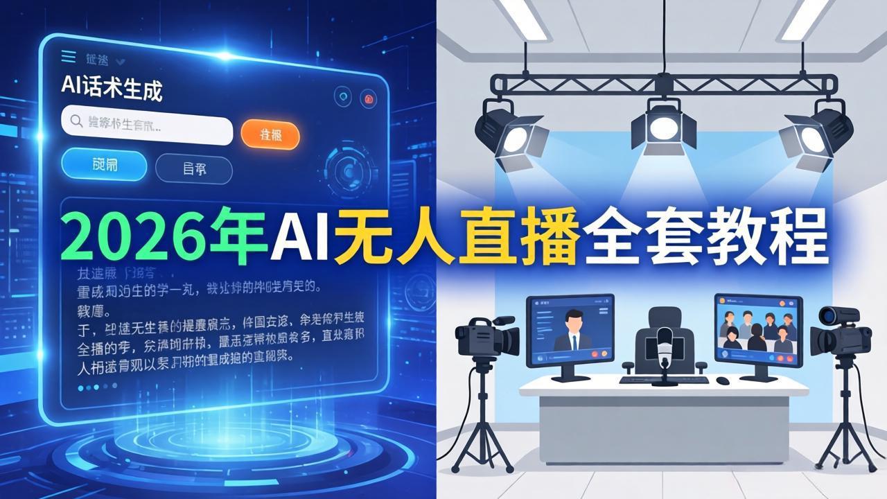 2026年AI无人直播全套教程：OBS安装 软件配置 直播间搭建 话术生成 一键开播实操