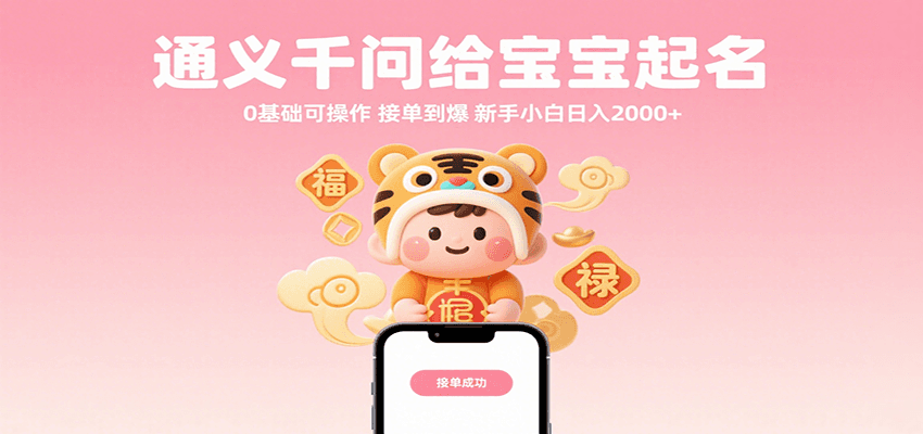 通义千问给宝宝起名 0基础可操作 接单到爆 新手小白日入2000