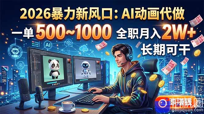 2026暴力新风口:AI动画代做,一单500~1000,全职月入2W ,长期可干