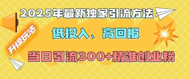 2025年最新独家引流方法，低投入高回报？当日引流300 精准创业粉