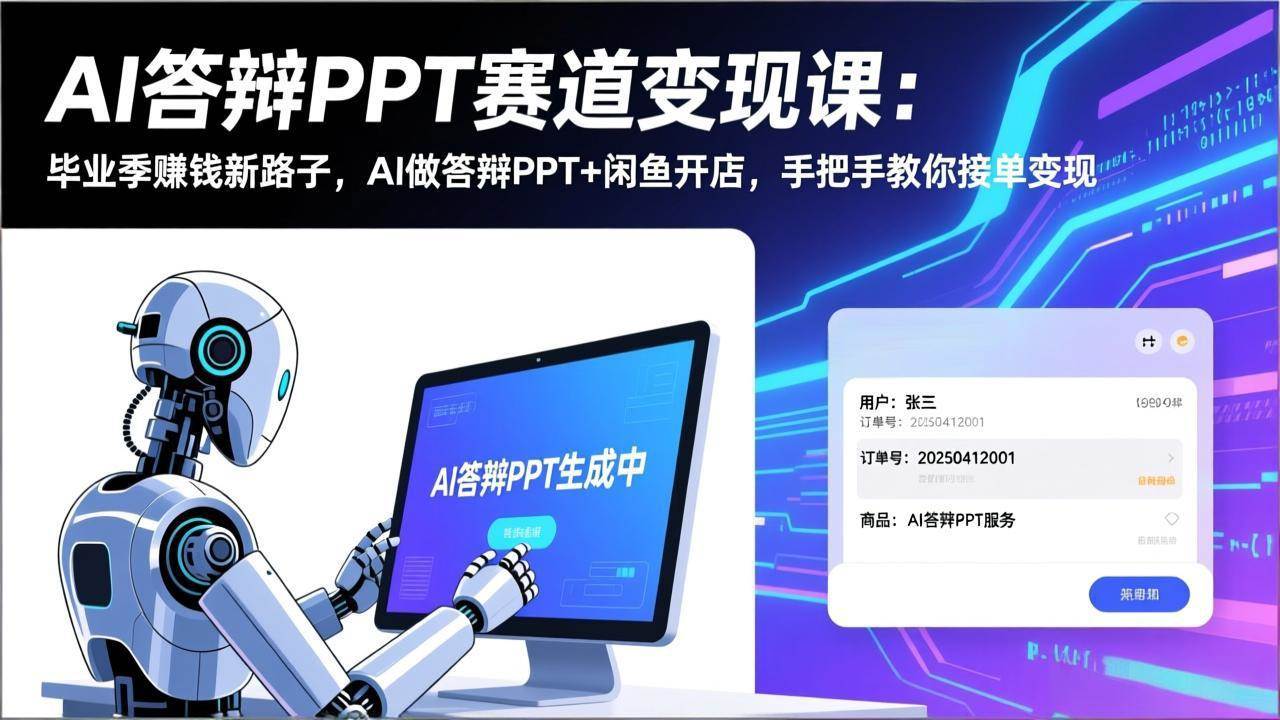 (17546期)AI答辩PPT赛道变现课:毕业季赚钱新路子,AI做答辩PPT 闲鱼开店,手把手教你接单变现