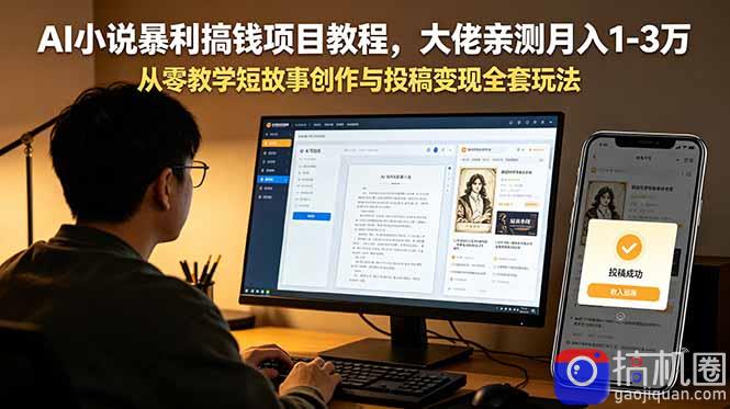 AI小说暴利搞钱项目教程,大佬亲测月入1-3万,从零教学短故事创作与投稿变现全套玩法