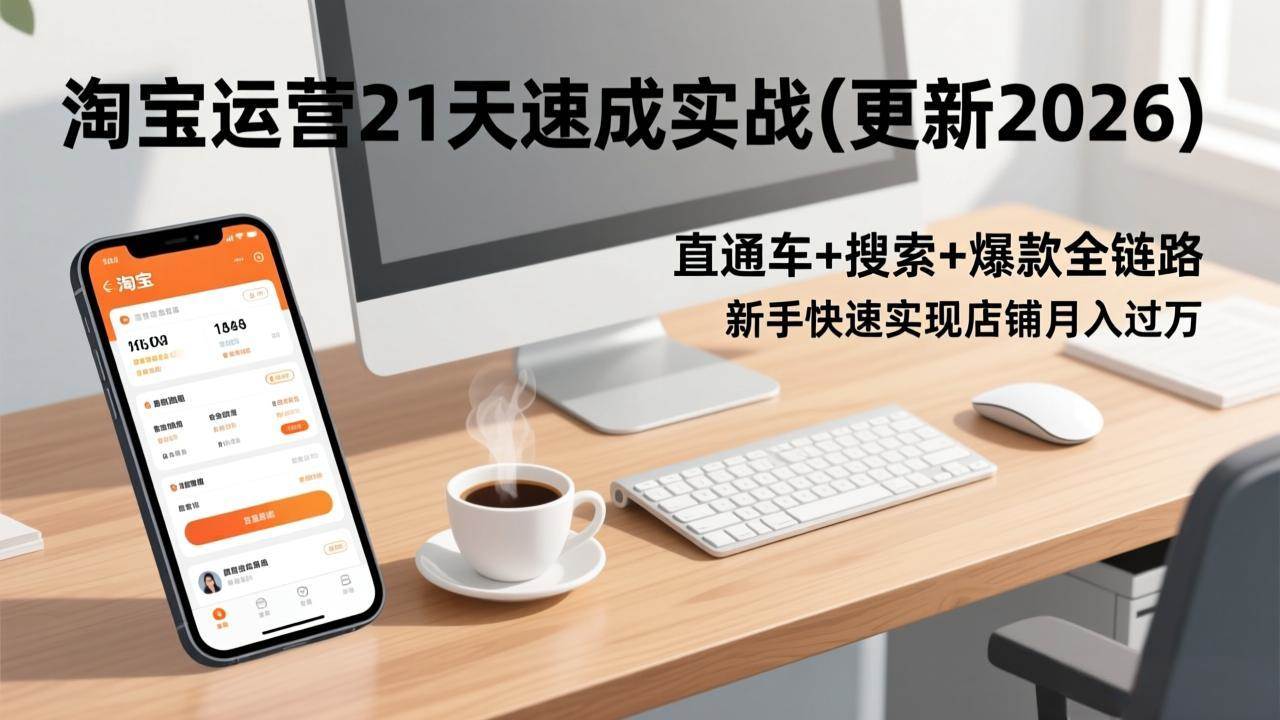 (17201期)淘宝运营21天速成实战(更新2026),直通车 搜索 爆款全链路,新手快速实现店铺月入过万
