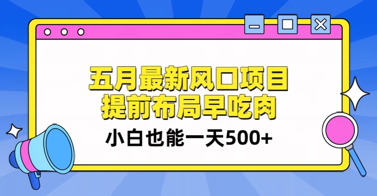 5月最新风口项目，提前布局早吃肉，小白也能一天暴利500 