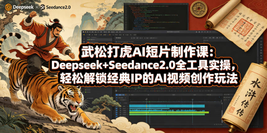 武松打虎AI短片制作课：Deepseek Seedance2.0全工具实操，轻松解锁经典IP的AI视频创作玩法