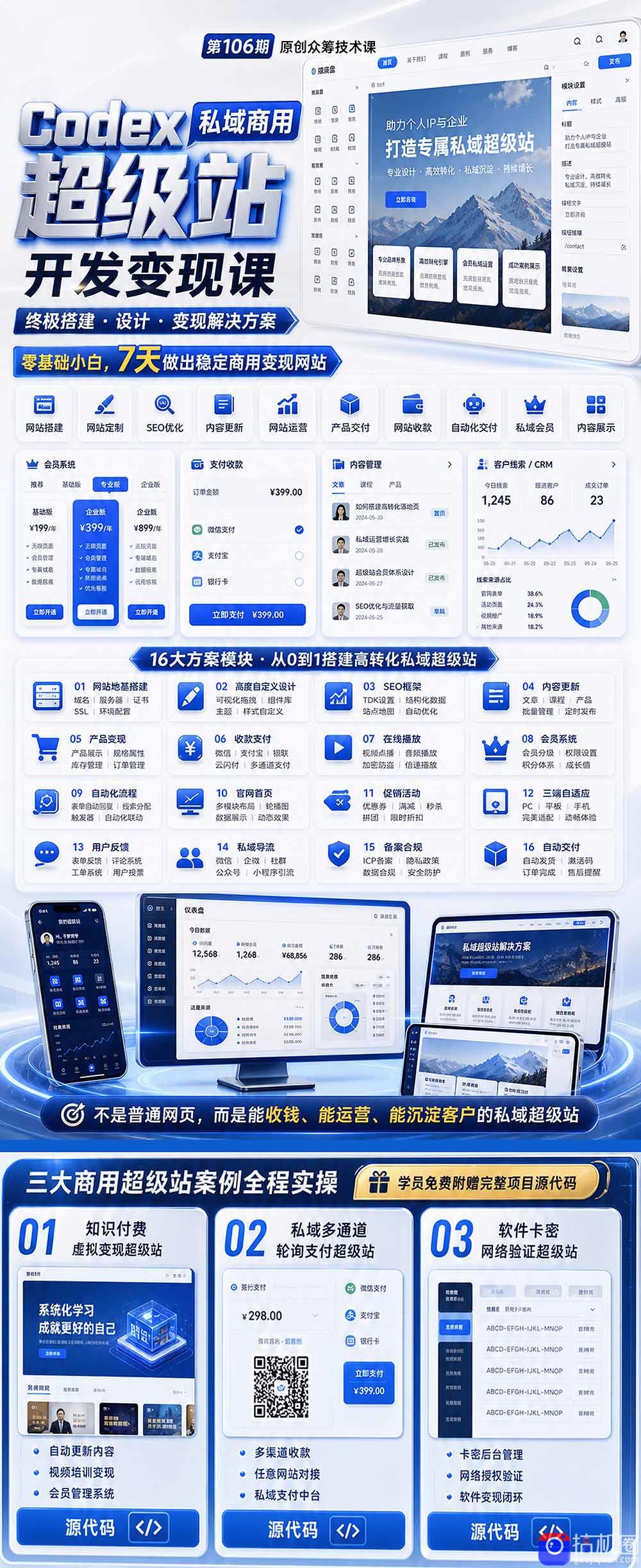 Codex私域商用超级站Ai开发变现课106期-更新0630：不是普通网站，而是能收钱，能运营，能沉淀客户的私域超级站